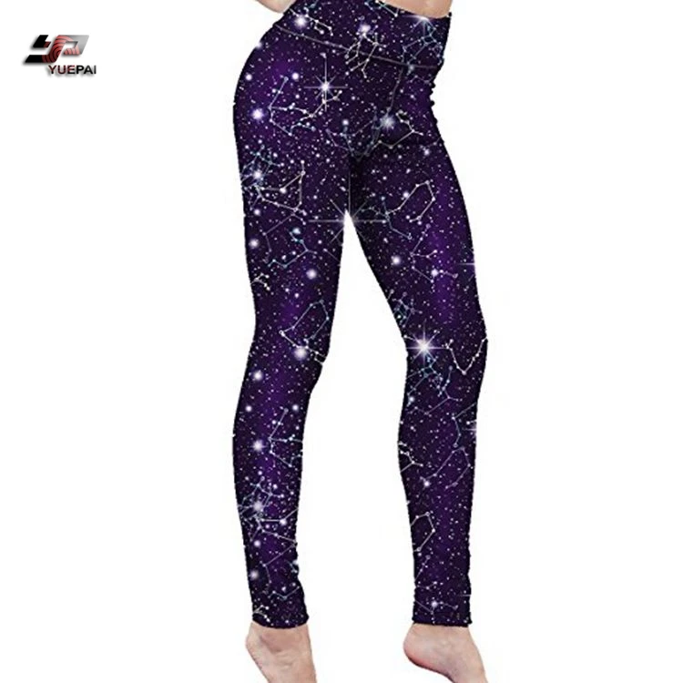 

Custom Sublimated Slim Girls Pants Women Galaxy Leggings, Customized colors