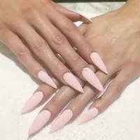 

ZK-AN513 24pcs Press on Nails Stiletto Nails Long Tips Pure Pink Color Artificial Fingernails