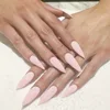 ZK-AN513 24pcs Press on Nails Stiletto Nails Long Tips Pure Pink Color Artificial Fingernails