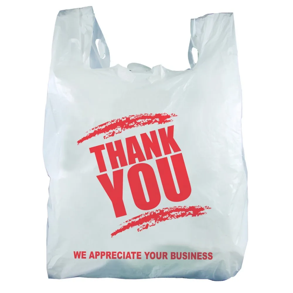 25 Strong Plastic Carrier Bags Varigauge 15x18x3" IVORY/CREAM Polythene 