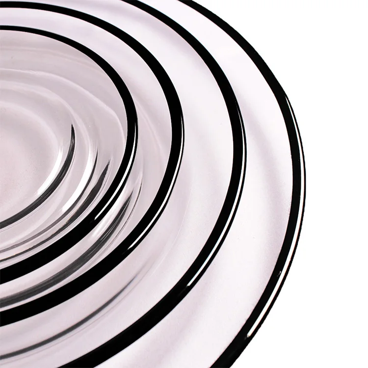 Hot Sale Quality Black Rim Glass Clear Charger Plate Buy Black Rim Charger Plates Glass,Glass