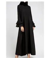 

Modest Style Muslim Dress Dubai Black Abaya Fashion Kaftans with Pearls Black Abaya