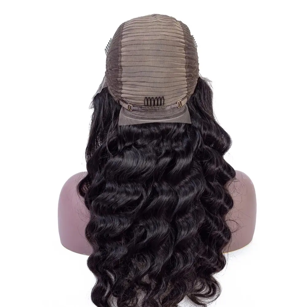 

Hot Sale Lace Front Human Hair Wigs 180% Density Brazilian Loose Deep Wave Wig With Baby Hair Remy Pre Plucked Natural Hairline
