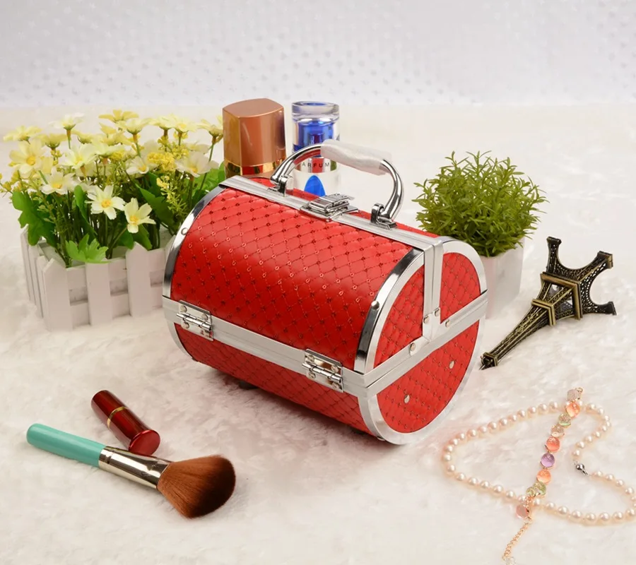 Professional Large Removable Pu Leather Cosmetic Makeup Vanity Box Jewelry Saloon Case Bag