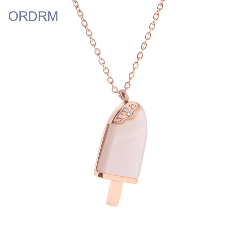 

2019 Fashion Girls Stainless Steel Ice Cream Necklace