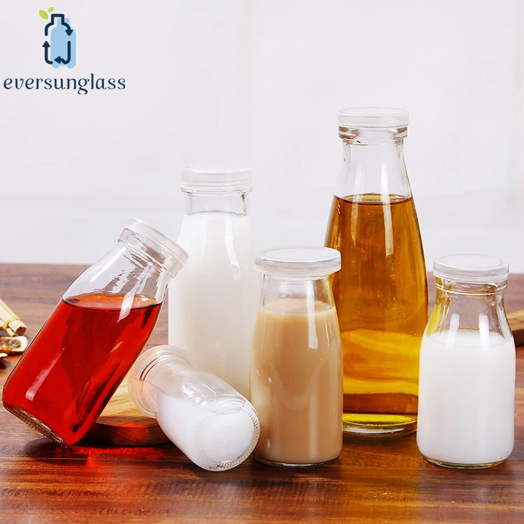 Wholesale 200ml 250ml Small Milk Bottles Vintage Clear Glass With