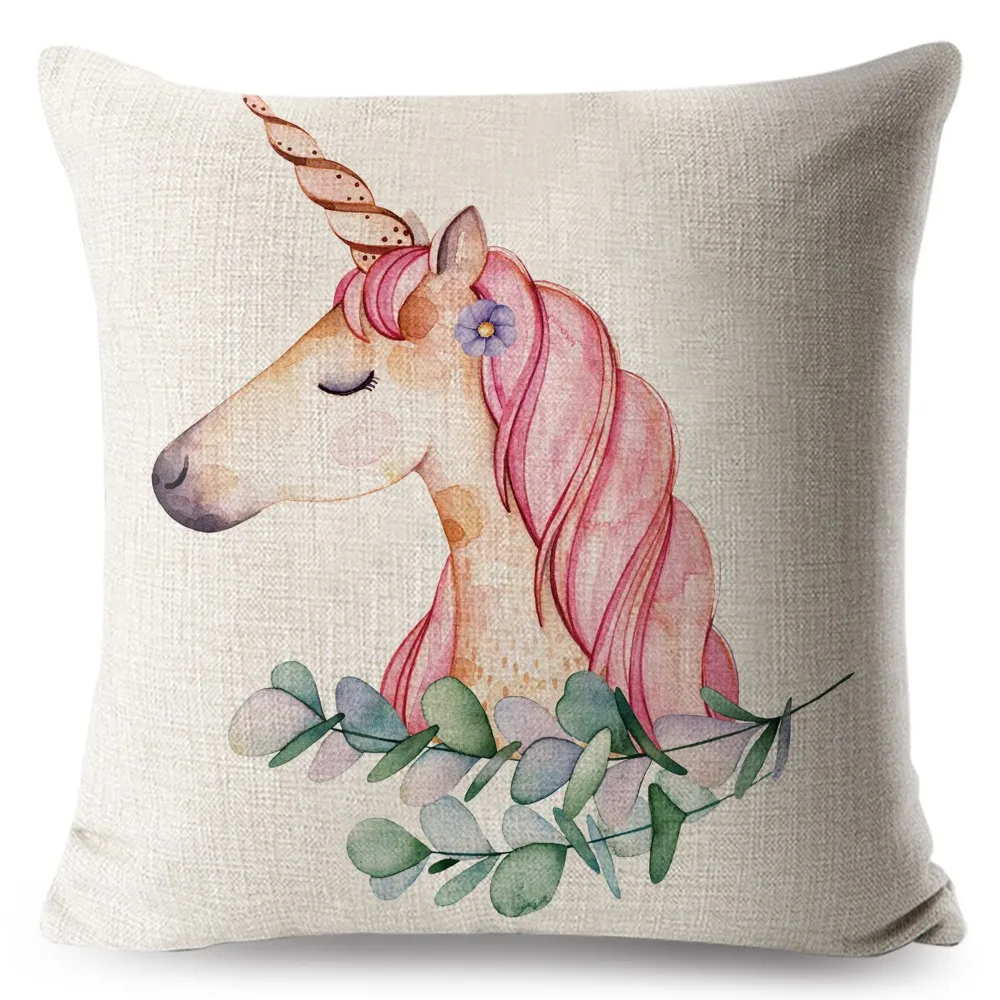 Custom Sublimation Print Linen Cushion Cover Unicorn Home Decor Throw ...