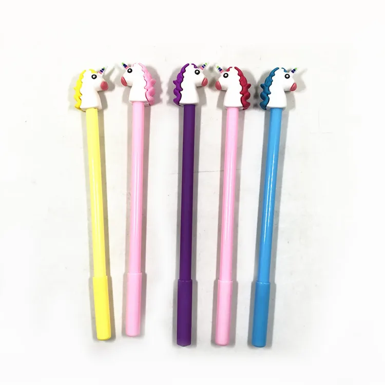 Cartoon Ballpoint Pens 3d Rubber Animal Pencil Toppers Unicorn Shape ...