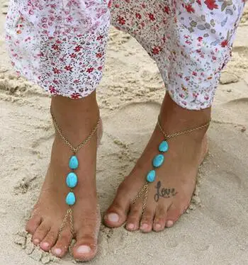

Summer Romantic Blue Beads Elegant Foot Bracelet For Women Wild Handmade Bead Chain Anklet Bracelets Fashion Gift
