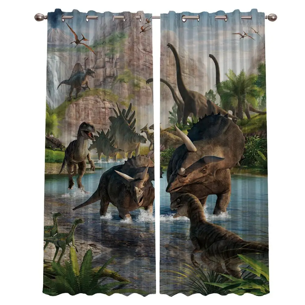 3D estampado dinosaurio apagón Hotel cortina 100% poliéster cortina de ventana
