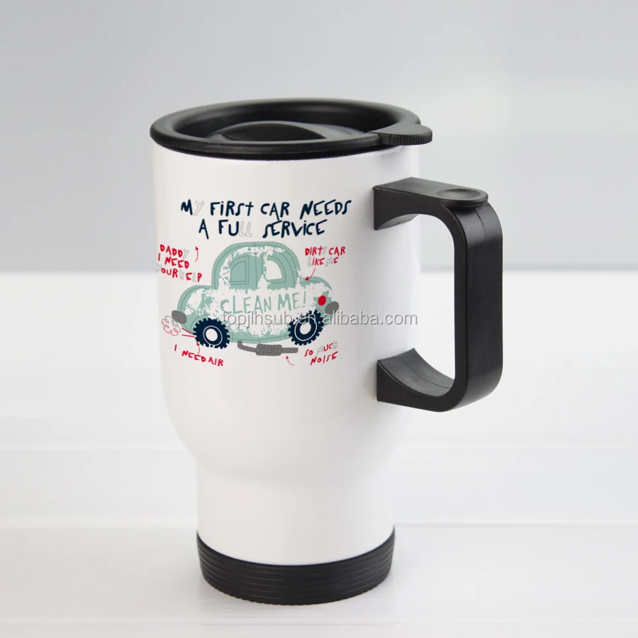 Large Sublimation Thermal Stainle Travel Car Mug With Handle And Lid