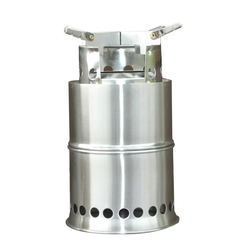 

Wholesale stainless steel camping wood pellet burning cook small stove for outdoor picnic backping, Sliver