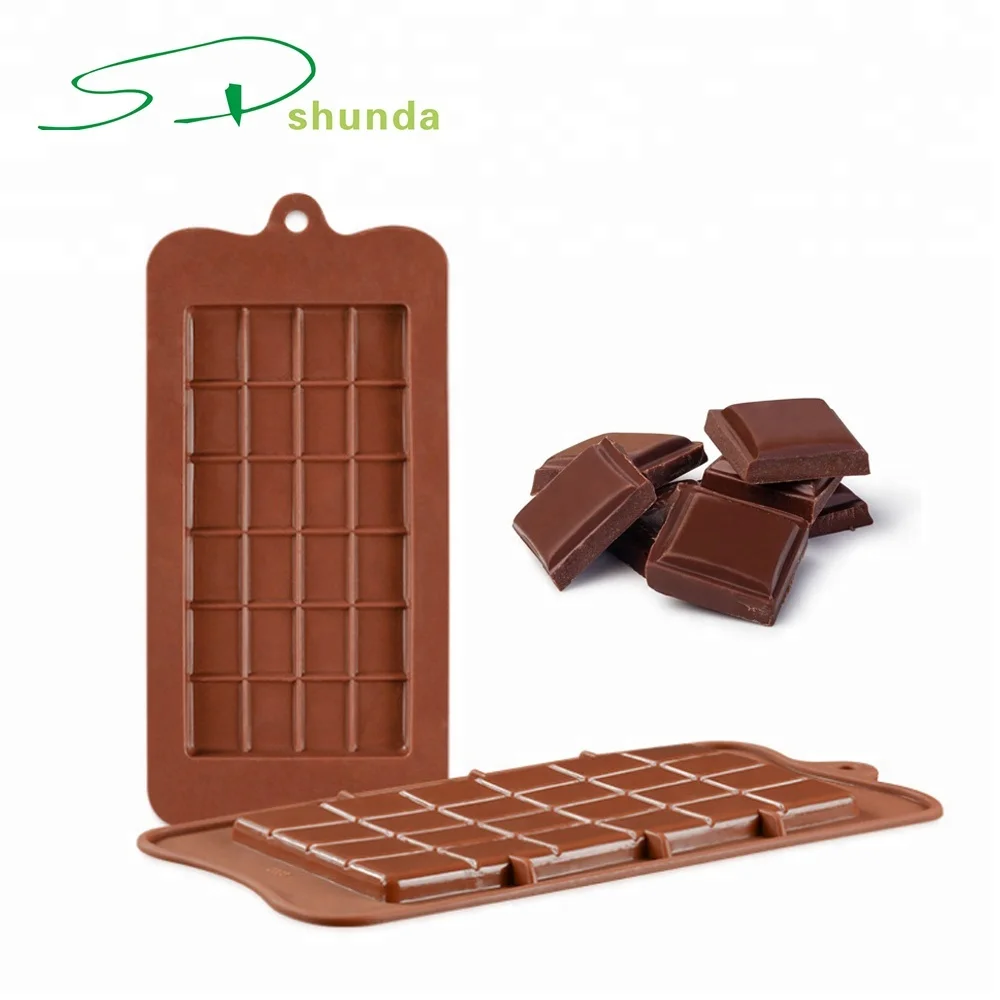 24Grid Square Chocolate Mold Bar Block Ice Platinum Silicone Cake Candy Sugar-Bake Mould