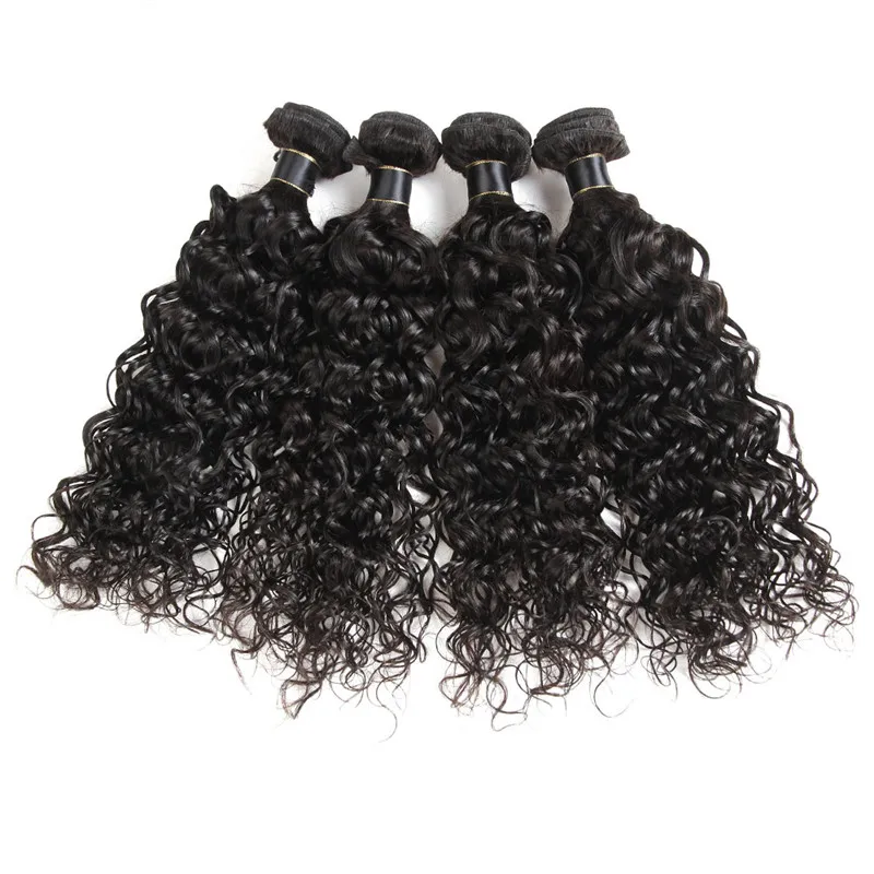 

Natural Weave virgin brazilian hair 10A Grade water wave hair bundles with Lace Closure and Frontal Unprocessed Brazilian Hair