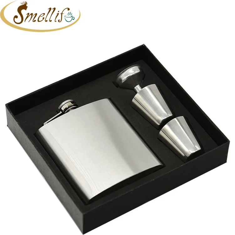 

Laser engraving 7 oz Stainless Steel Liquor Whiskey Alcohol Hip Flask Shot Cups Gift set with Funnel and Gift Box, Customized or polishing