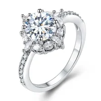 

Fashionable Big Round Shape Cz Diamond Wedding Engagement Party Ring Women Rings Silver 925