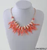 Fashion coral red String shells Statement necklace multi strand coral branch mermaid women necklace
