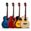 40 Inch Bright color strips practice wooden guitar full beech acoustic guitar