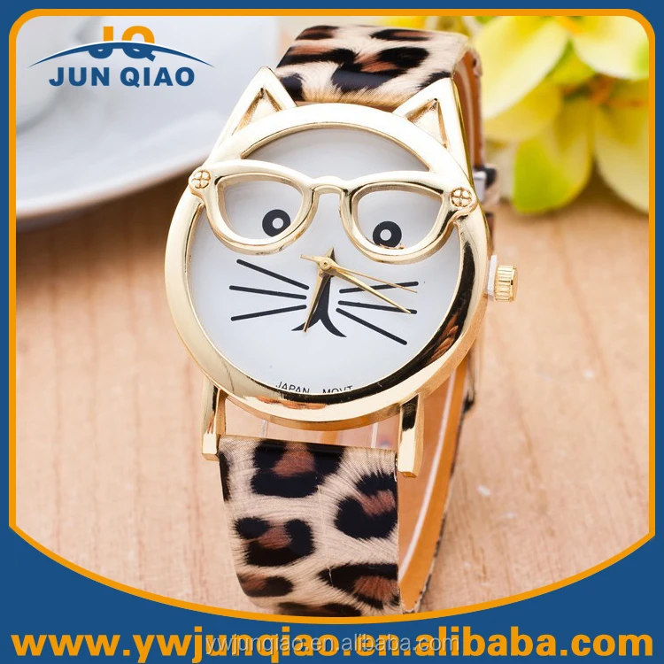

2016 New Design Women Fashion Cat Watch With Glasses