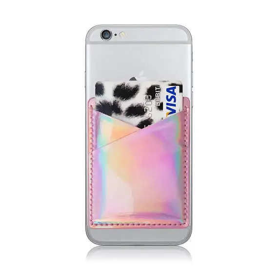 New mobile phone accessories shiny pu phone back card holder