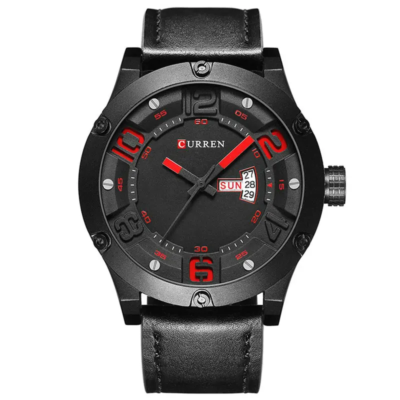 

CURREN 8251 Men Quartz Watch Fashion Leather Strap Date Week Clock Analog Genuine Mens Wristwatches, N/a