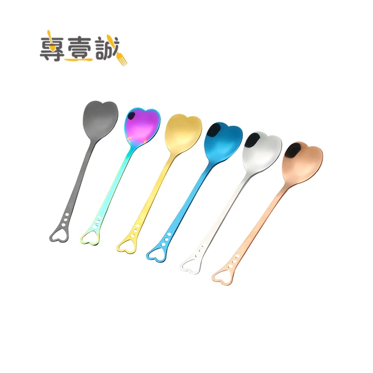 

Stainless Steel Coffee Heart Spoon,Mini Dessert Yogurt Coffee tea spoon in heart shape, Silver/gold/rose gold/black/colorful/blue