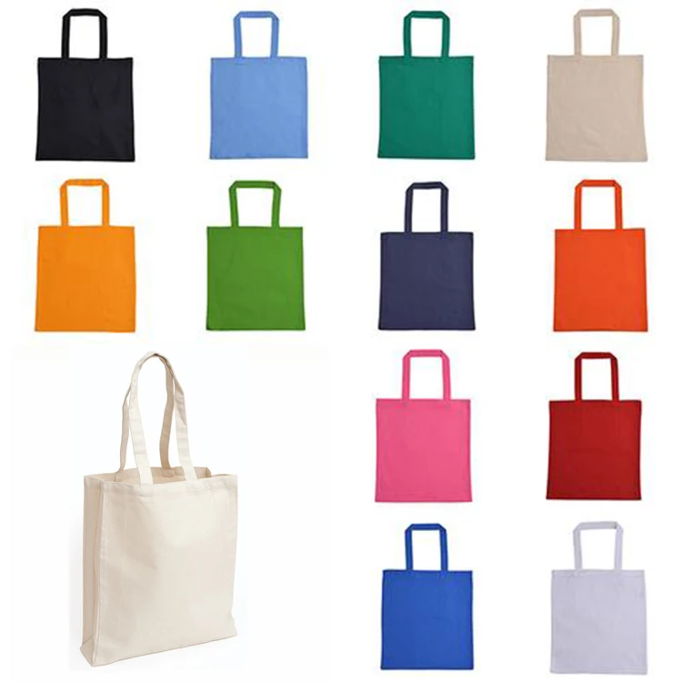 Large Plain Blank White Custom Cotton Canvas Reusable Shopping Tote Bag ...