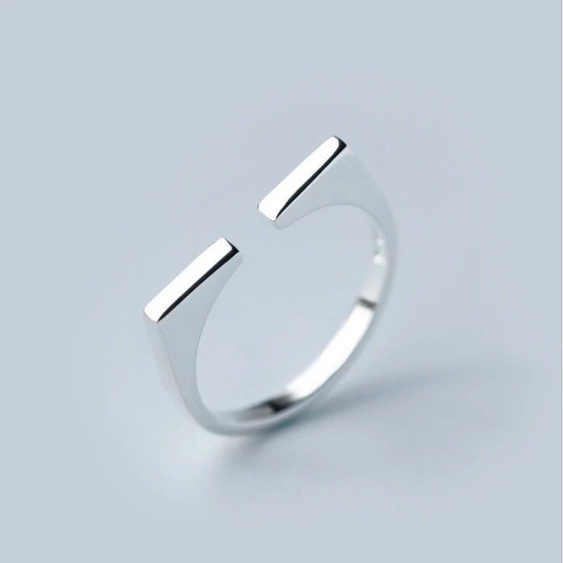 Factory Price 100% 925 Sterling Silver Fashion Minimalism Geometric Open Ring Fine Jewelry for Female