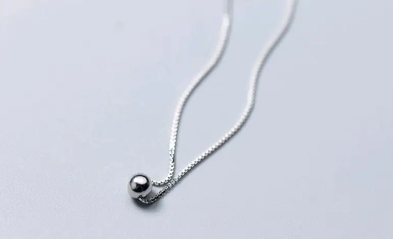 women  925 sterling silver simple single 4mm beads box chain choker necklace.jpg
