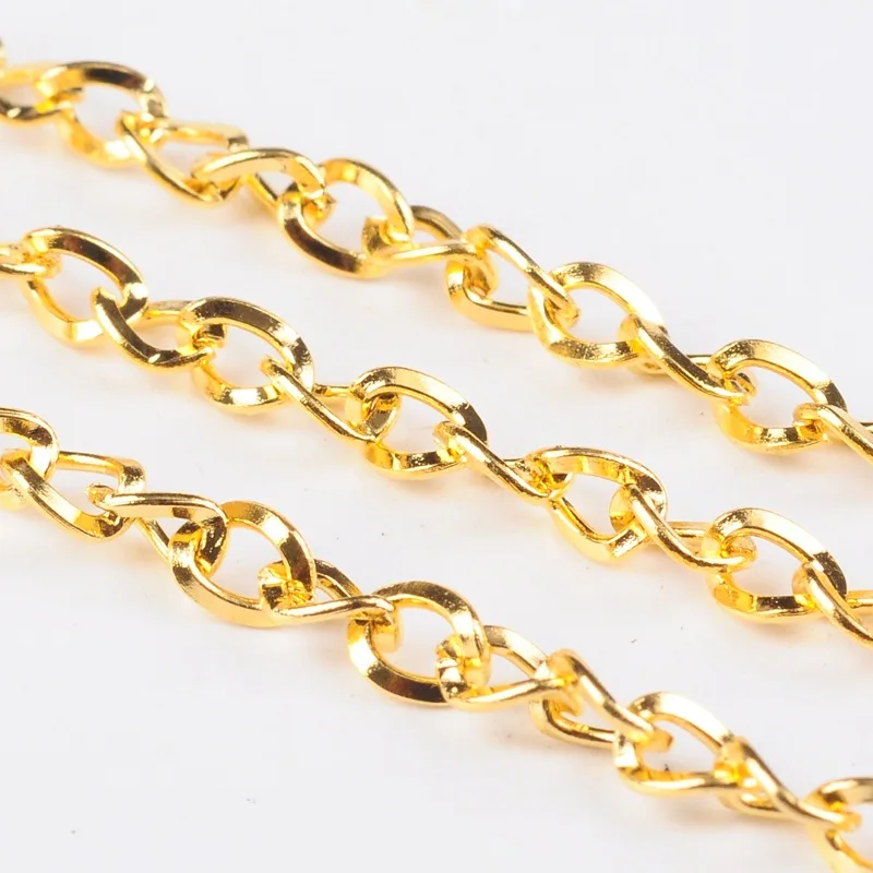 

PandaHall Iron Side Twisted Necklace Chain Spool Unwelded Gold Plated Chain