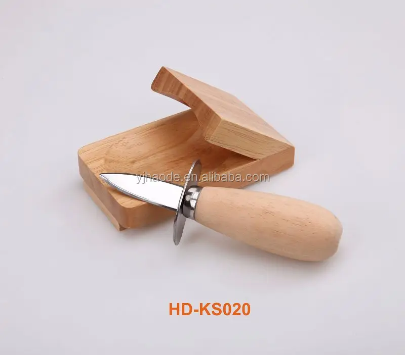 
Durable stainless steel oyster knife with wooden handle sea food shell opener  (60551048959)