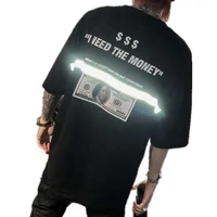 

Street Style Oversized Camisetas Custom Reflective Printing Hip Hop T Shirts Men