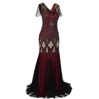 

JONG-EE women's great gatsby sequin dress mermaid hem long formal evening dress