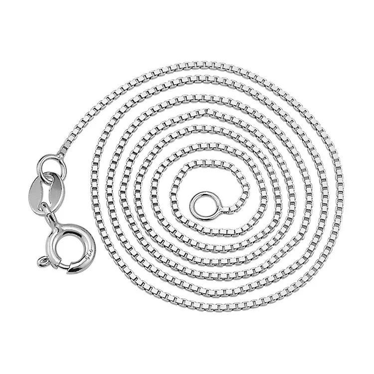 

Custom 925 Sterling Silver Italian Box Chain with Lobster Clasp 16 Inch 18 Inch Available, White gold