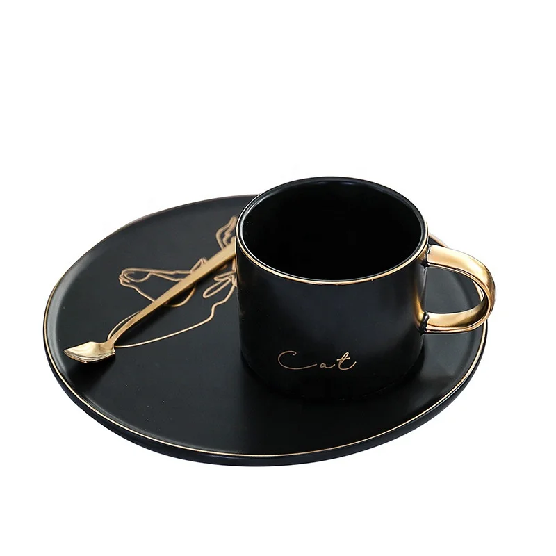 

Zogifts vintage ceramic royal espresso porcelain cups and saucers gift box packing coffee black cup and saucer