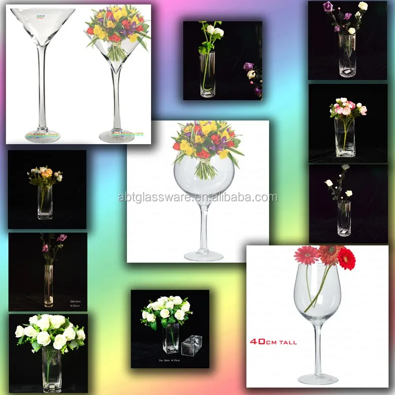 Wholesale Clear Crystal Rectangular Glass Vases For Centerpieces