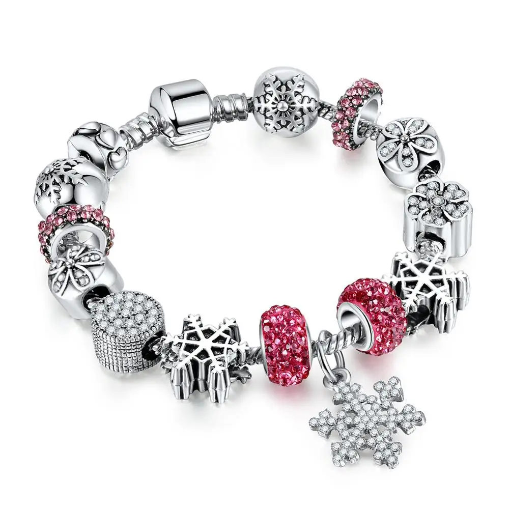 

New Arrival Christmas Red Glass Beads Pendant Bracelet European Style Alloy Charms Bracelet Gift For Christmas, Picture