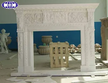 Fancy Decorating Beijing White Marble Corner Fireplace Mantel