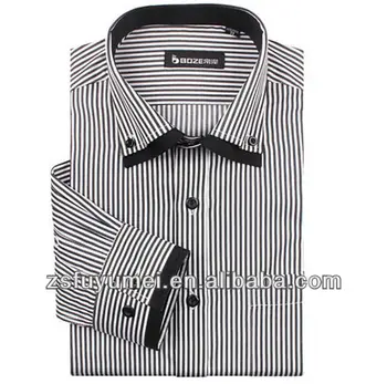 High Quality Black And White Stripes Shirt Long Sleevecotton Fabric