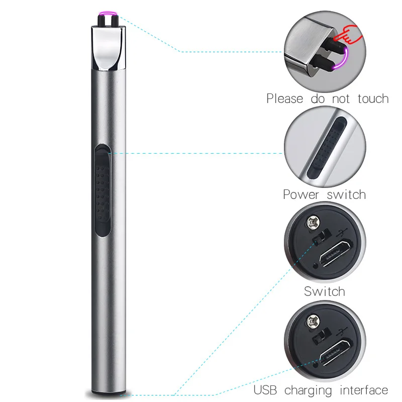 

ARC Lighter USB Rechargeable Lighter 30k Times Service Life Flameless Windproof ARC Pulse Long Neck Lighter for Candle, Grill, As photos