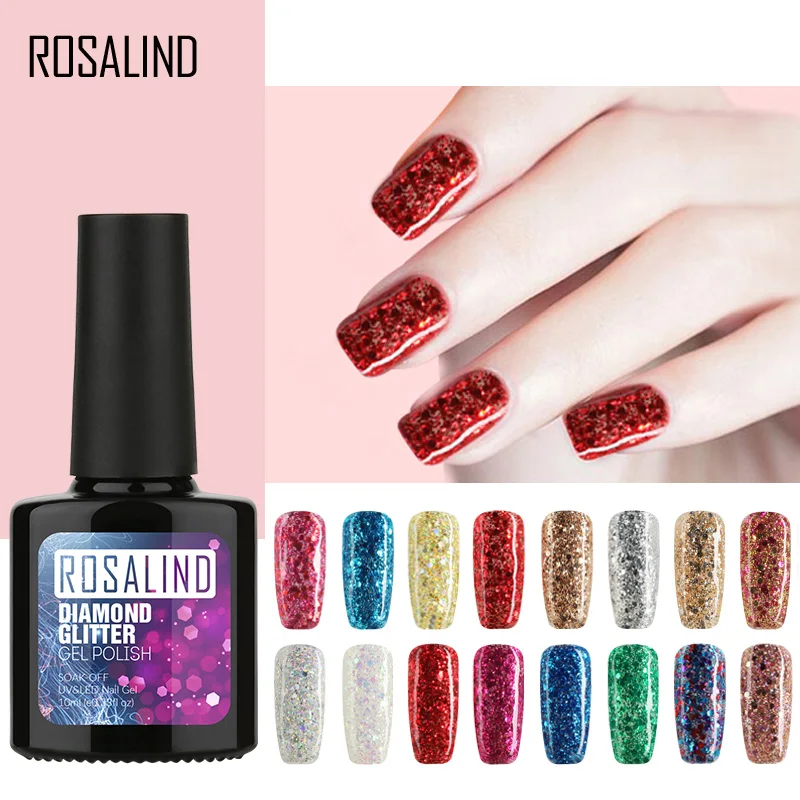 

Rosalind OEM Nail art UV LED soak off gel lacquer 10ml nail gel polish diamond color uv gel for wholesale, 50 colors