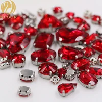 

Red Mixed Shape Silver Claw Glass crystal Sew on Rhinestones