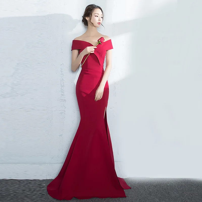 Custom Made Sexy Off Shoulder Furcal Mermaid Evening Dresses Banquet Gowns