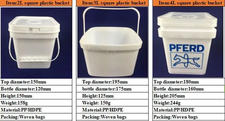 5000ml rectangular plastic bucket/plastic pail/rectangular plastic bucket with lid