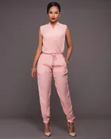 

hot selling sexy women summer Sleeveless V neck waisted rompers jumpsuits