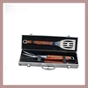3 pcs easily cleaned heat resistance wooden handle feature bbq set barbeque accessories