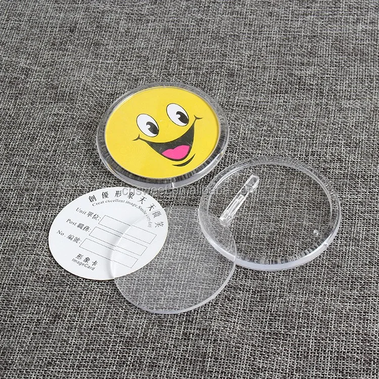 
Plastic logo name badges customized blank acrylic pin badge 
