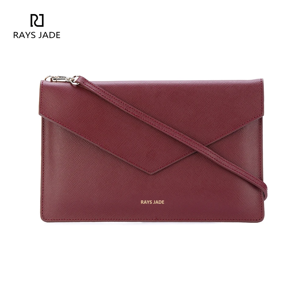 High quality custom purse genuine leather envelope clutch bag for ladies