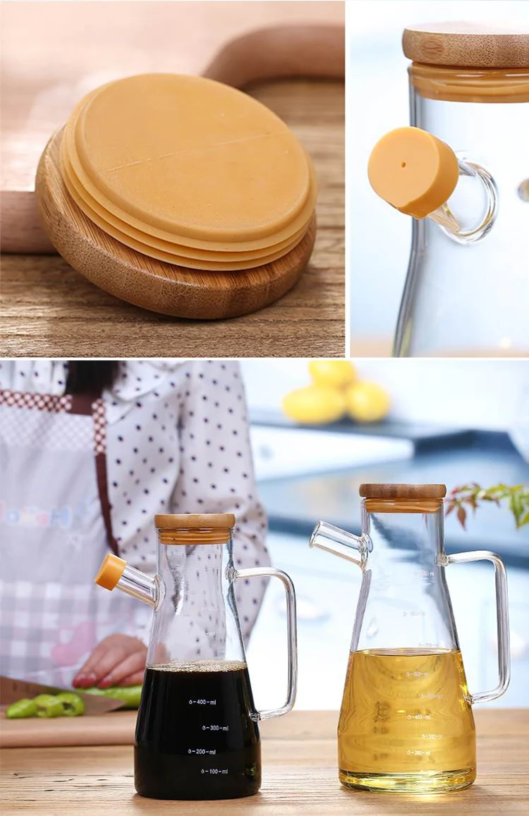 Wholesale Borosilicate Glass Clear Olivia Oil Cruet Bottle With Handle