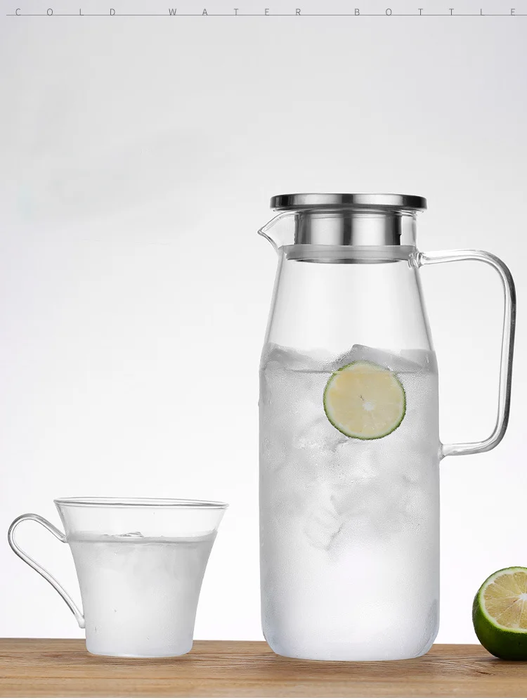 Glass Pitcher With Lid Covered Gallon Iced Tea Pitcher Lidded Water Jug Hot Cold Water Ice Tea 